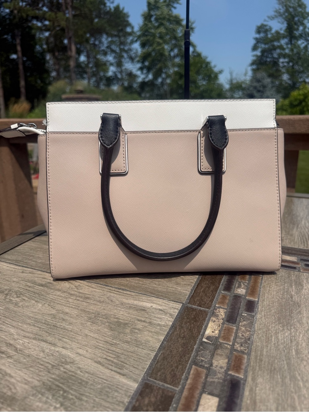 EUC Kate Spade New York Cameron Colorblock Satchel Neutral Crossbody - Picture 5 of 12